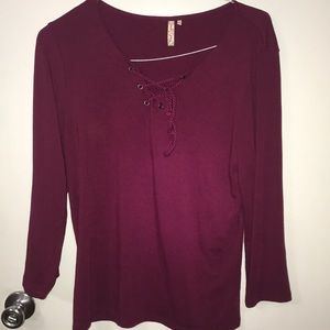 Burgundy long sleeve top